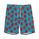 Red And Blue Carnation Pattern Print Men's Sports Shorts
