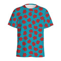 Red And Blue Carnation Pattern Print Men's Athletic T-Shirt