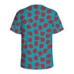 Red And Blue Carnation Pattern Print Men's Sports T-Shirt