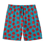 Red And Blue Carnation Pattern Print Men's Swim Trunks