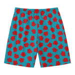 Red And Blue Carnation Pattern Print Men's Swim Trunks