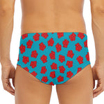 Red And Blue Carnation Pattern Print Men's Triangle Swim Briefs