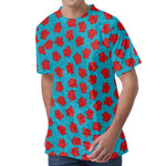 Red And Blue Carnation Pattern Print Men's Velvet T-Shirt