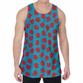 Red And Blue Carnation Pattern Print Men's Velvet Tank Top