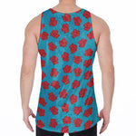 Red And Blue Carnation Pattern Print Men's Velvet Tank Top