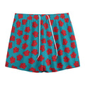 Red And Blue Carnation Pattern Print Mesh Shorts