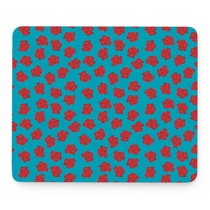 Red And Blue Carnation Pattern Print Mouse Pad