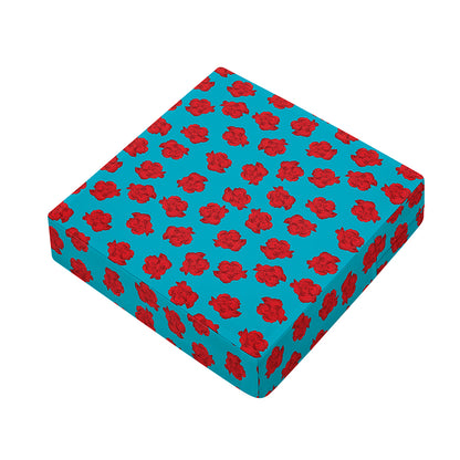 Red And Blue Carnation Pattern Print Outdoor Seat Cushion Cover