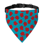 Red And Blue Carnation Pattern Print Over The Collar Dog Bandana