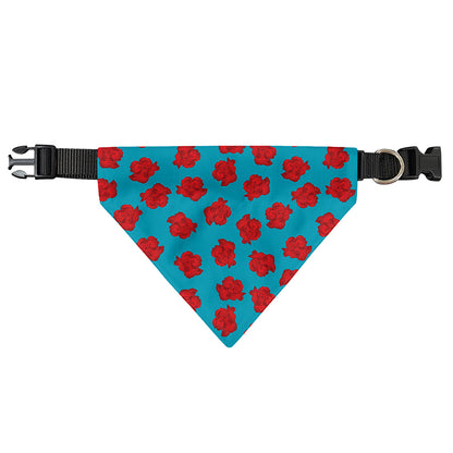 Red And Blue Carnation Pattern Print Over The Collar Dog Bandana
