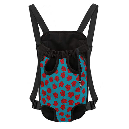 Red And Blue Carnation Pattern Print Pet Carrier Backpack