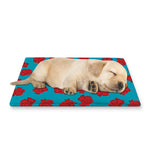 Red And Blue Carnation Pattern Print Pet Cooling Mat Cover