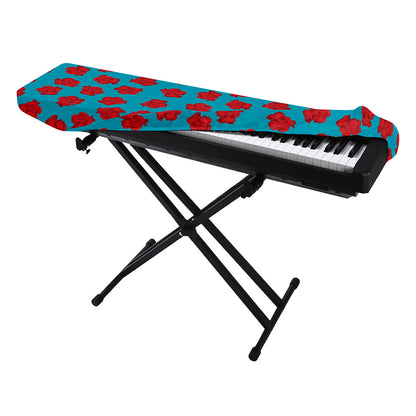Red And Blue Carnation Pattern Print Piano Keyboard Cover