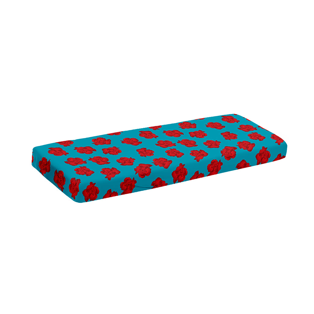 Red And Blue Carnation Pattern Print Piano Keyboard Cover