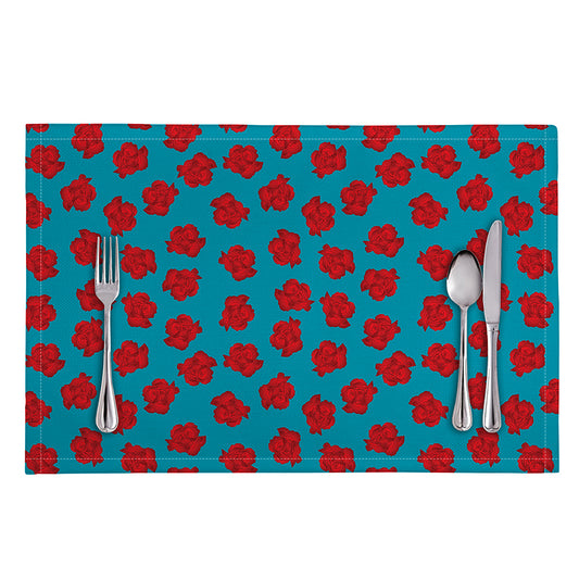 Red And Blue Carnation Pattern Print Placemat