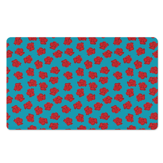 Red And Blue Carnation Pattern Print Polyester Doormat