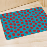 Red And Blue Carnation Pattern Print Polyester Doormat