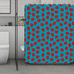Red And Blue Carnation Pattern Print Polyester Shower Curtain