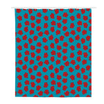 Red And Blue Carnation Pattern Print Polyester Shower Curtain