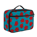 Red And Blue Carnation Pattern Print Portable Lunch Bag