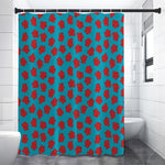 Red And Blue Carnation Pattern Print Premium Shower Curtain