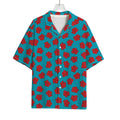 Red And Blue Carnation Pattern Print Rayon Hawaiian Shirt