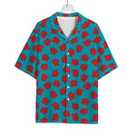 Red And Blue Carnation Pattern Print Rayon Hawaiian Shirt