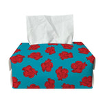 Red And Blue Carnation Pattern Print Rectangle Tissue Box Cover