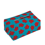 Red And Blue Carnation Pattern Print Rectangle Tissue Box Cover