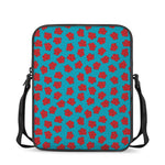 Red And Blue Carnation Pattern Print Rectangular Crossbody Bag