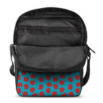 Red And Blue Carnation Pattern Print Rectangular Crossbody Bag