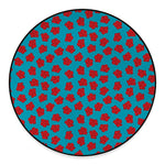 Red And Blue Carnation Pattern Print Round Floor Mat