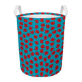 Red And Blue Carnation Pattern Print Round Laundry Basket