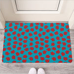Red And Blue Carnation Pattern Print Rubber Doormat