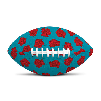 Red And Blue Carnation Pattern Print Rugby Ball
