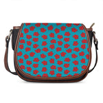 Red And Blue Carnation Pattern Print Saddle Bag