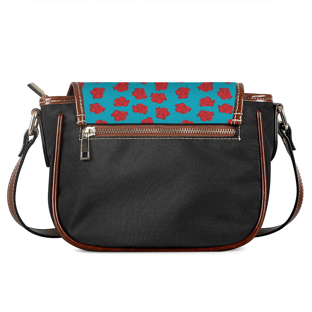 Red And Blue Carnation Pattern Print Saddle Bag