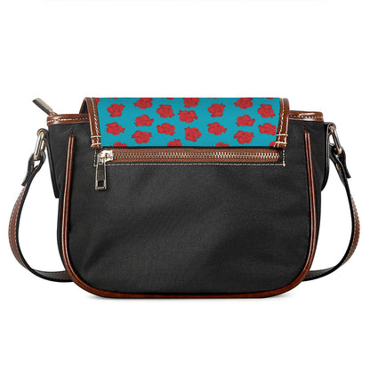 Red And Blue Carnation Pattern Print Saddle Bag