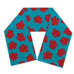 Red And Blue Carnation Pattern Print Scarf