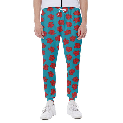 Red And Blue Carnation Pattern Print Scuba Joggers
