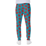 Red And Blue Carnation Pattern Print Scuba Joggers