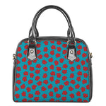 Red And Blue Carnation Pattern Print Shoulder Handbag