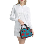 Red And Blue Carnation Pattern Print Shoulder Handbag