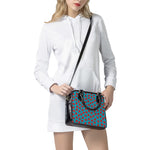 Red And Blue Carnation Pattern Print Shoulder Handbag
