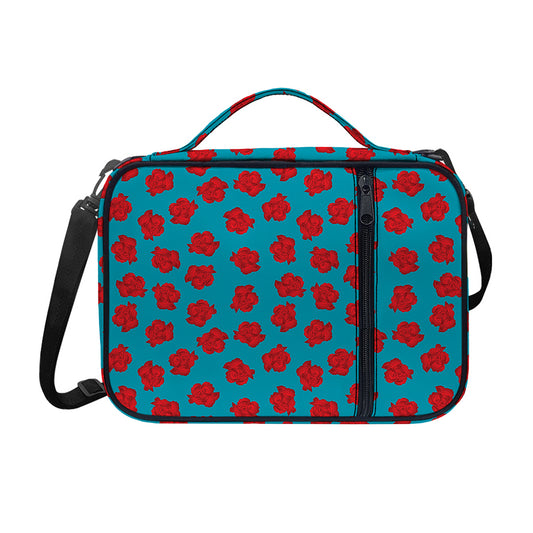 Red And Blue Carnation Pattern Print Shoulder Strap Bible Bag