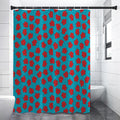 Red And Blue Carnation Pattern Print Shower Curtain