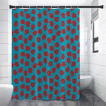 Red And Blue Carnation Pattern Print Shower Curtain