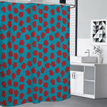 Red And Blue Carnation Pattern Print Shower Curtain