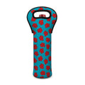 Red And Blue Carnation Pattern Print Single Neoprene Wine Tote
