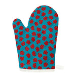 Red And Blue Carnation Pattern Print Single Oven Mitt